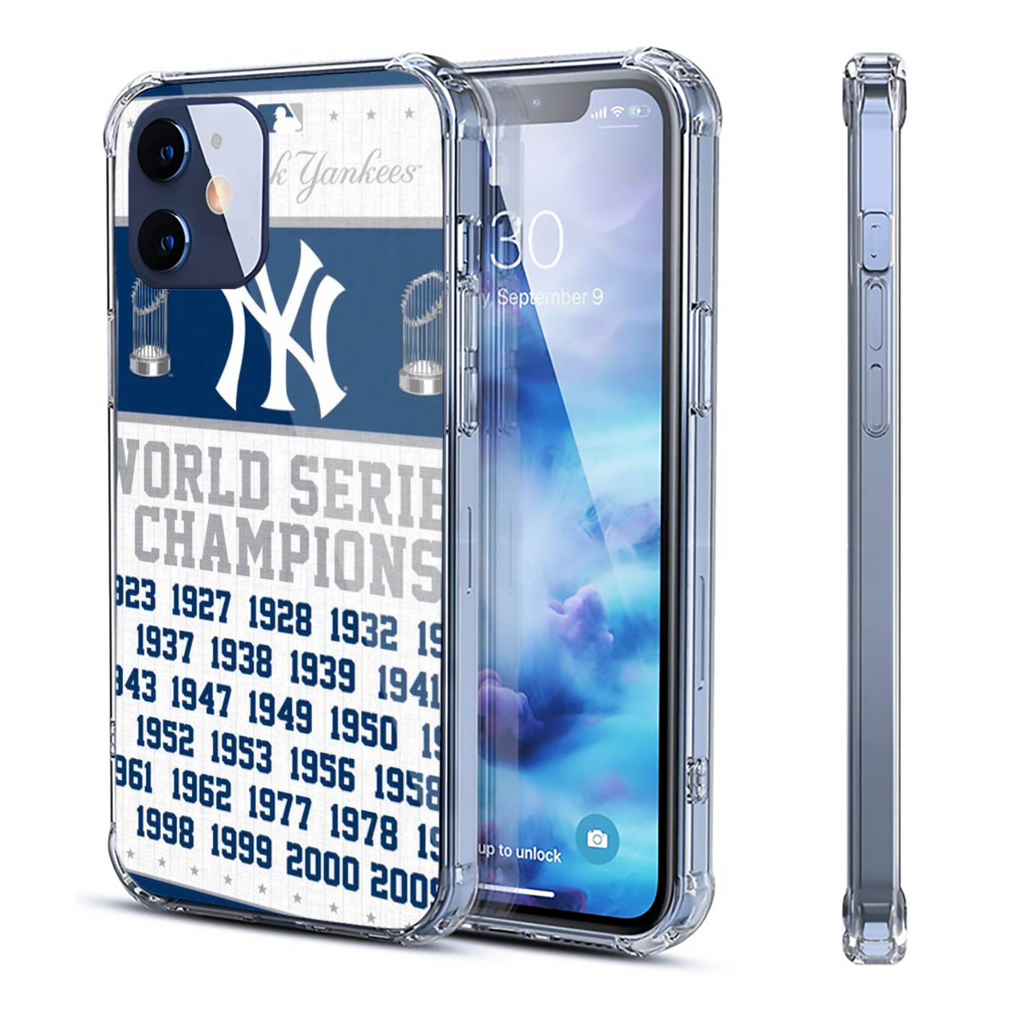 New York Yankees WS Champions Years Clear IPhone 12 Case – Soft TPU With UV Print – Enhanced Drop Protection, Precise Fit, Anti-Fingerprint, Customizable Design, Scratch-Resistant, Yellow-Resistant